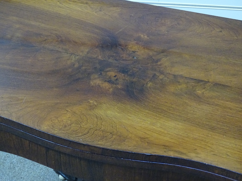 A 19th century mahogany fold over card table on carved quadruple base, width 3' - Image 2 of 4