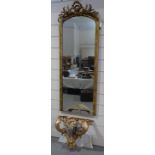 An ornate 19th century carved giltwood framed pier glass mirror, with giltwood ribbon pediment,