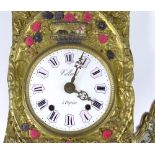 A 19th century French gilt-brass cased wall hanging comtoise clock, with enamel dial signed