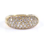 An 18ct gold diamond cluster dress ring, setting height 8mm, size O, 7.5g
