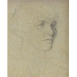 Manner of Augustus John, pencil drawing, portrait sketch, unsigned, 10.5" x 8", framed