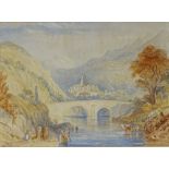 2 early 19th century watercolours, Continental landscapes, unsigned (1 framed)