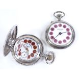 A Continental silver Roskopf pocket watch, and a steel-cased Roskopf pocket watch (2)