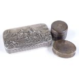 A rectangular silver hunting design snuffbox, by James Deakin & Sons, hallmarks Sheffield 1933,