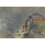 T Yokoweni, watercolour, old watermill, 9" x 12.5", framed