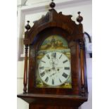 An early 19th century mahogany cased 8-day longcase clock, painted arch-top dial with Scottish