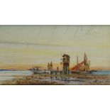 Thomas Sidney, watercolour, the lagoon Venice, 1906, 9" x 27", framed