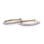 A pair of 9ct gold diamond line hoop earrings, height 22.1mm, 2.4g