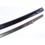 An Antique Japanese sword, with signed tang, thought to be 16th century, length including tang 69cm,