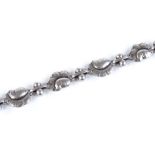 A Georg Jensen Danish sterling silver leaf design bracelet, model no. 96, length 200mm, 17.1g