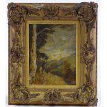 Manner of John Constable, oil on board, landscape study, unsigned, 13" x 10", framed
