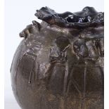 A bronze glaze Studio pottery vase, signed F B Yafo, height 16cm