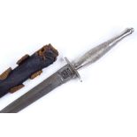 An F-S fighting knife with part leather scabbard