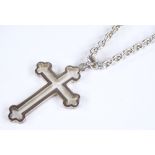 A Mexican sterling silver cross pendant and chain, maker's marks TS.79, possibly Taxco Two Trees,