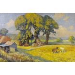 Eric Bruce McKay, oil on canvas, farm landscape, 20" x 30", framed