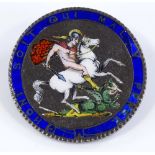 A 19th century enamelled crown brooch, diameter 38mm