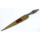 A 19th century Continental knife, possibly Spanish, with horn and brass handle, and original