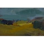 Chloe Lamb (born 1960), oil on board, abstract landscape, 5" x 7", framed