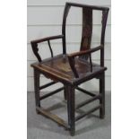 An Antique Chinese carved and painted wood armchair