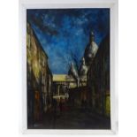 Oil on board, street scene in Paris, modern, 28" x 19", framed