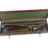 An Antique double-barrel muzzle loading percussion sporting gun, with dolphin design hammers, and