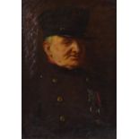 John Shirley-Fox, oil on board, portrait of a Chelsea Pensioner, 1915, 13.5 x 9.5", framed