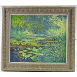 Gregory Davies, oil on board, lily pond, 18" x 22", framed