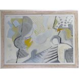 Mid-20th century mixed media abstract composition, unsigned, 23" x 33", framed