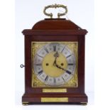 An Edwardian Asprey's of London mahogany-cased bracket clock, with silvered chapter ring, cast-brass