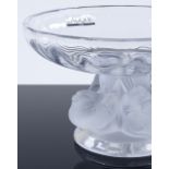 A modern Lalique Glass coupe nogent glass bowl with frosted bird supports, diameter 14cm, boxed