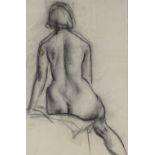 Early 20th century charcoal on paper, nude life study, unsigned, 15" x 10", framed