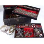 A large box of various silver and other jewellery, including brooches, memorial, Scottish, rings etc