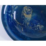A Royal Worcester Sabrina pottery bowl, with gilded owl designs, signed K H Austin, serial no. 2769,