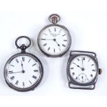 A 1920s silver-cased Mechanical wristwatch head, case width 31mm, working order, together with 2