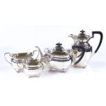 A 4-piece silver tea set, of plain oval form, by the Atkin Brothers, hallmarks Sheffield 1927,