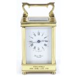A modern French brass-cased carriage clock, by David Peterson, case height 12cm