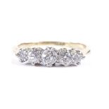 An 18ct gold 5-stone graduated diamond ring, setting height 4.7mm, size N, 2.8g