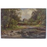 Arthur Peppercorn (1847 - 1926), oil on canvas, view of Bolton Abbey, 16" x 24", unframed