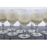 A set of 10 Isle of Wight hand blown and gilded glass goblets, height 15.5cm, boxed