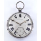 A silver-cased open-face key-wind pocket watch, by GF Clarkson of North Allerton, movement no. 8573,
