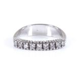 A Georg Jensen and Wendel Danish 18ct white gold 9-stone diamond ring, setting height 3mm, size L,