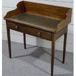 A 19th century mahogany 2-drawer writing table, with leather top and tapered legs, width 3'2"