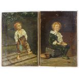 A pair of oils on canvas, circa 1900, studies of children, unsigned, 15.5" x 10.5", unframed