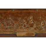 A pair of Victorian relief copper plaques, depicting the Canterbury Pilgrimage and Cavalcade