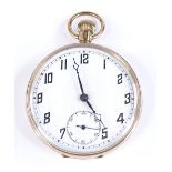 A 9ct gold open-face top-wind pocket watch, with Art Deco Arabic numerals and subsidiary seconds