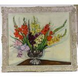 Attributed to Herbert Davis Richter, oil on canvas, summer flowers in a bowl, signed, 25" x 30",