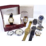 A group of various wristwatches, including boxed Rotary (10)