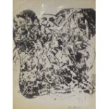 Eric Finney?, monoprint abstract 1961, signed, 21" x 16", mounted