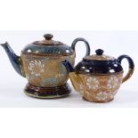 2 Royal Doulton glazed stoneware teapots, 1 with original stand