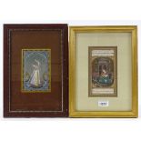 Indian School, 2 gouache paintings, detailed studies of women, largest 6.5" x 3.5", framed